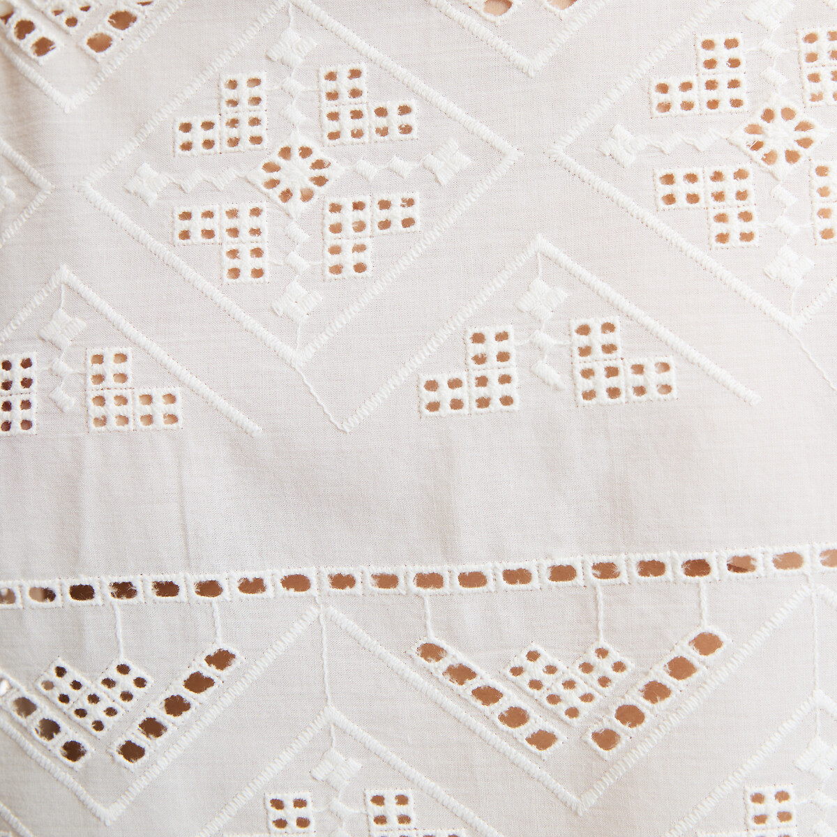 Top à fines bretelles en broderie anglaise blanc, LA REDOUTE COLLECTIONS