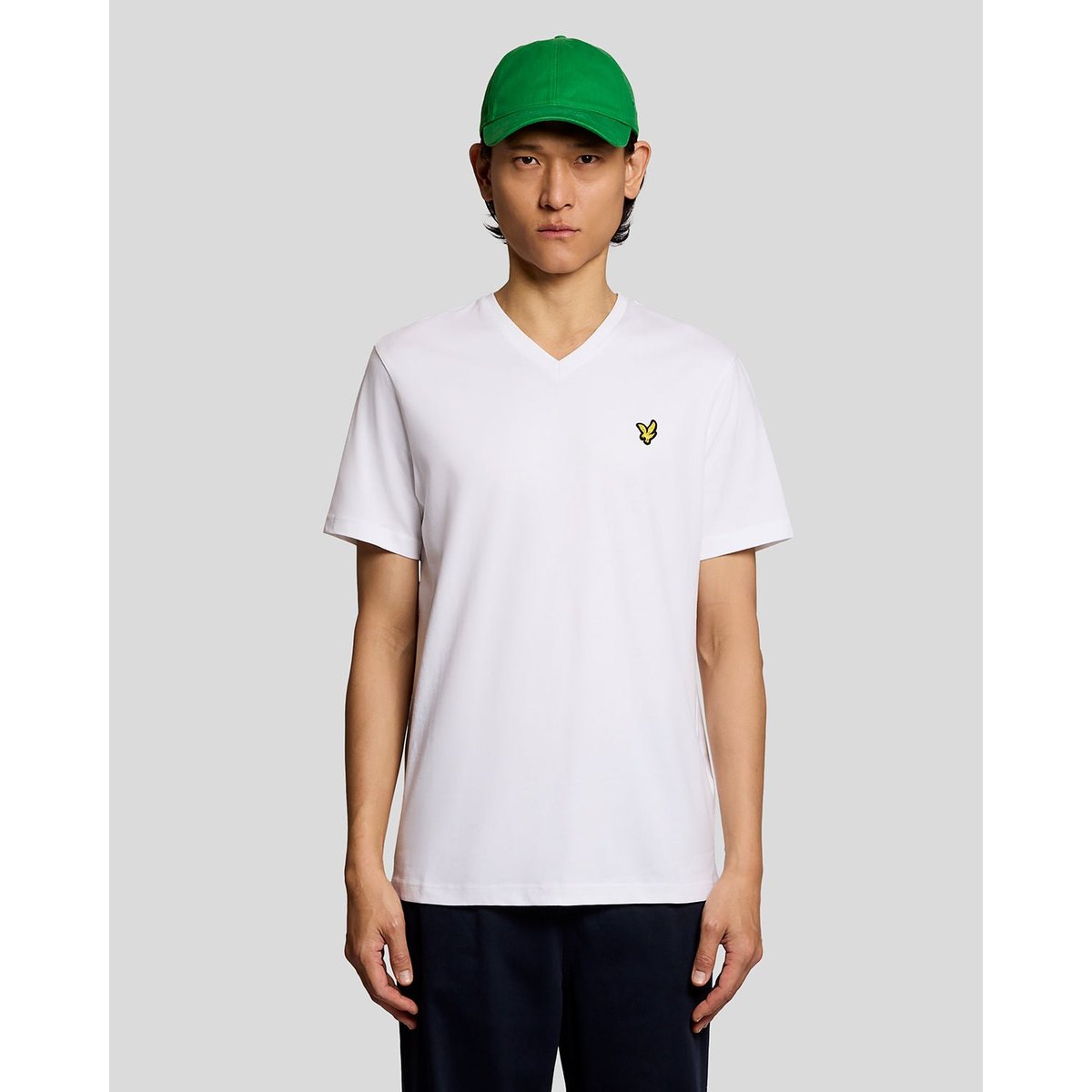 T-shirt en coton col V blanc, LYLE & SCOTT