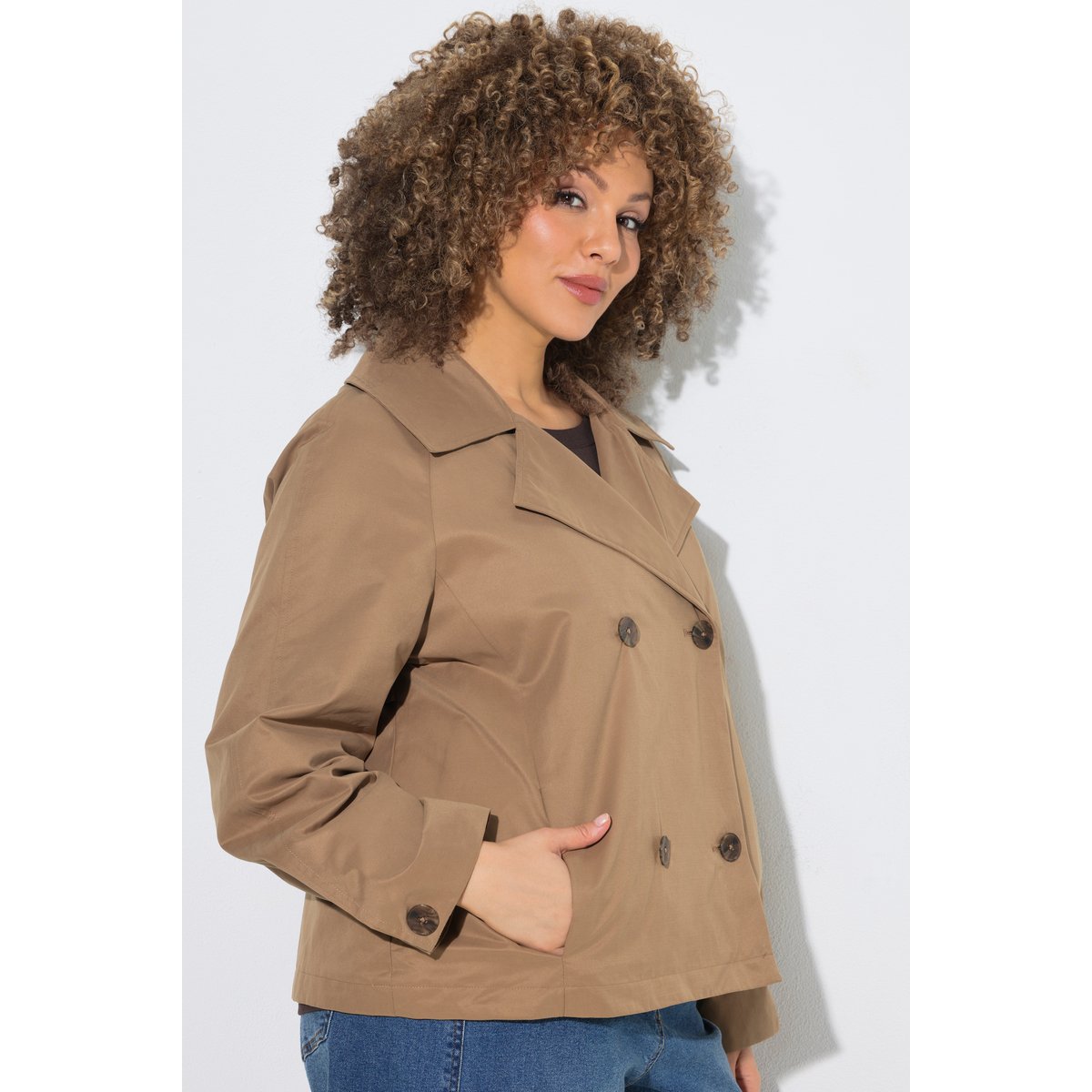Trench-coat court, col à revers marron, ULLA POPKEN