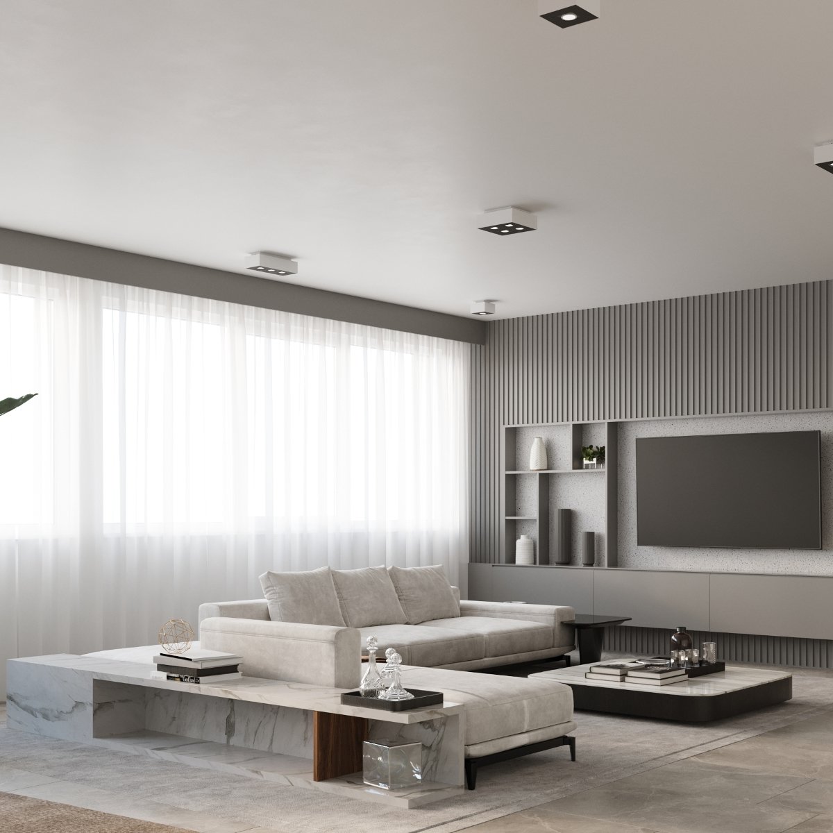 Plafonnier Acier Blanc/Noir GU10 3 Mono blanc, EDEN