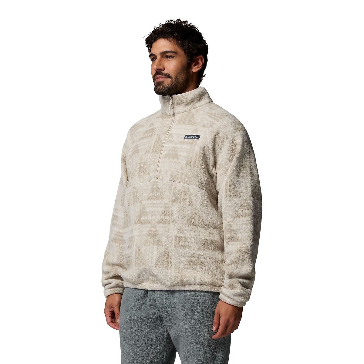 Bedrukte fleece met opstaande kraag, Timber Crest beige   , COLUMBIA