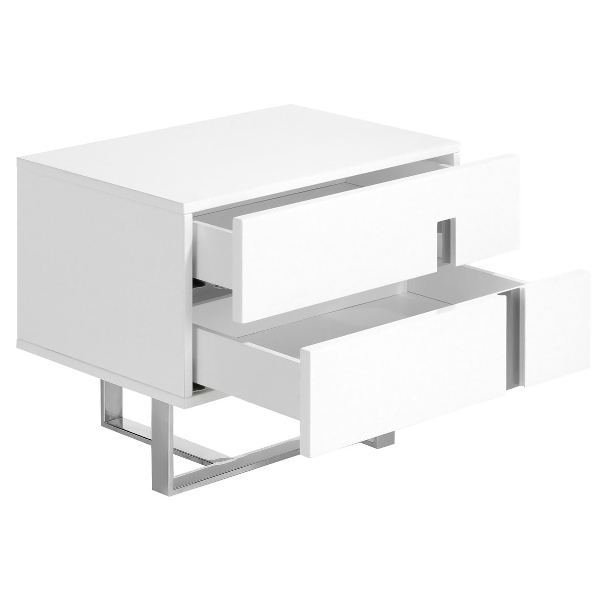 Table de chevet bois blanc et acier chromé blanc | acier, ANGEL CERDA