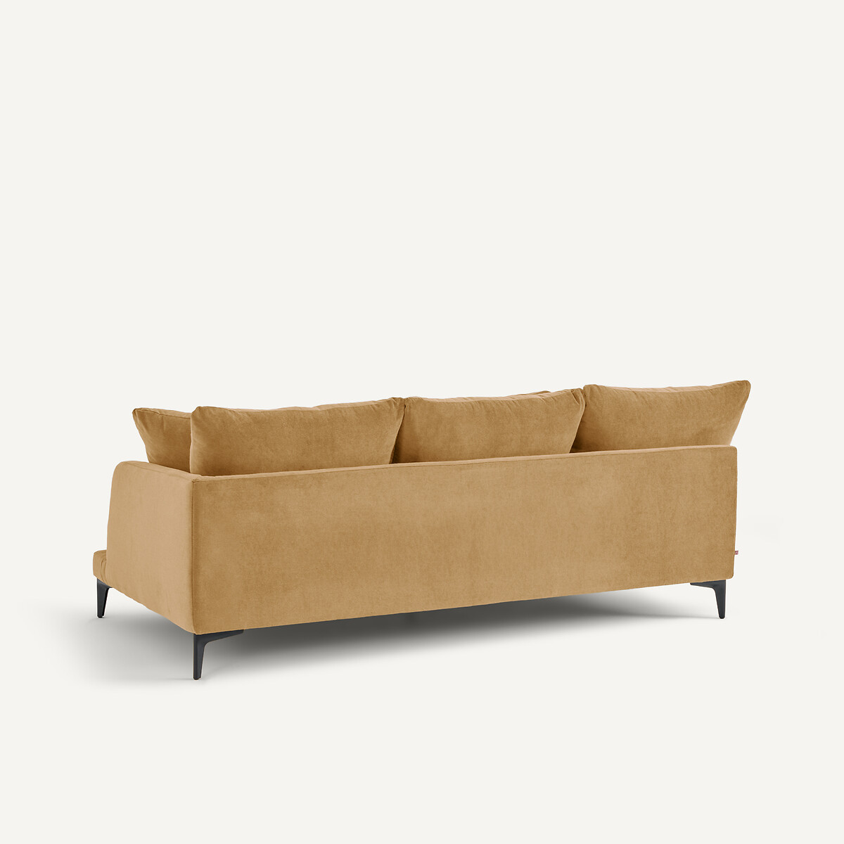 Halve 3-zitsbank in stone-kleurig fluweel, MODERNISTE, ontwerp Emmanuel Gallina karamel, EMMANUEL GALLINA X AM.PM