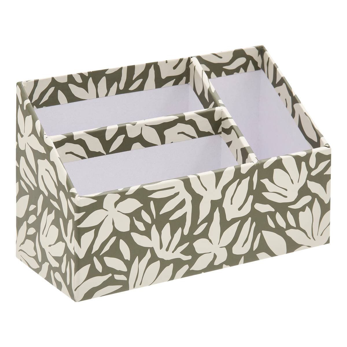 Organiseur de bureau 3 compartiments en carton FLOREA vert fonce, 5FIVE SIMPLY SMART