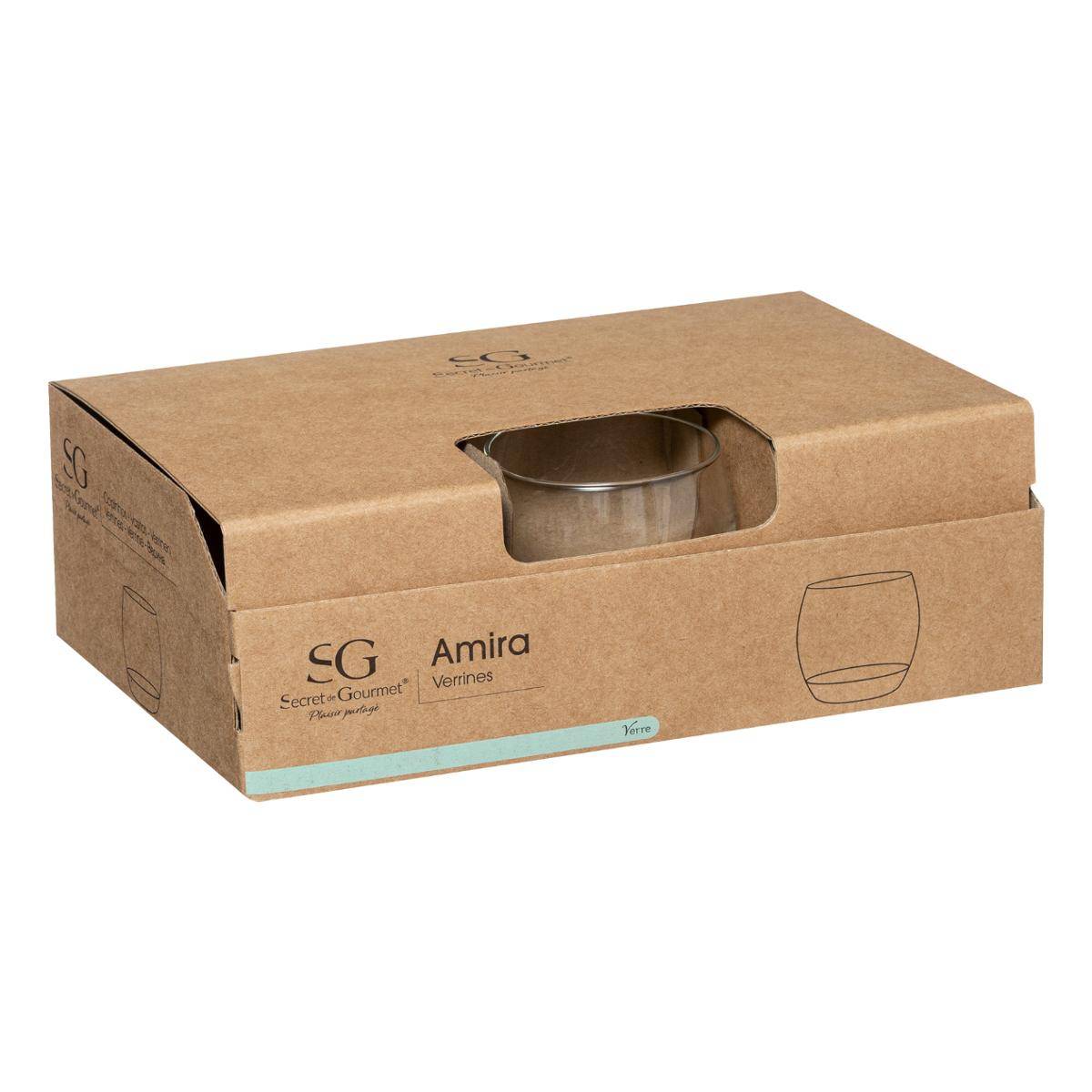 Lot de 6 verrines en verre AMIRA transparent, SECRET DE GOURMET