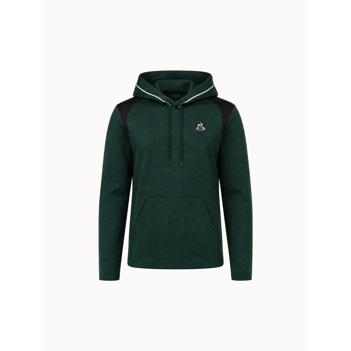 Sweat à capuche Coq d'Argent en jersey double effet piqué Coq d'argent green, LE COQ SPORTIF