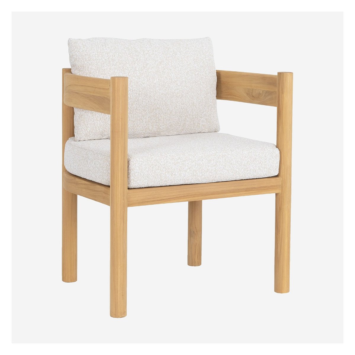 Chaise de jardin en teck massif et tissu imperméable FIGARI blanc cassé, HABITAT