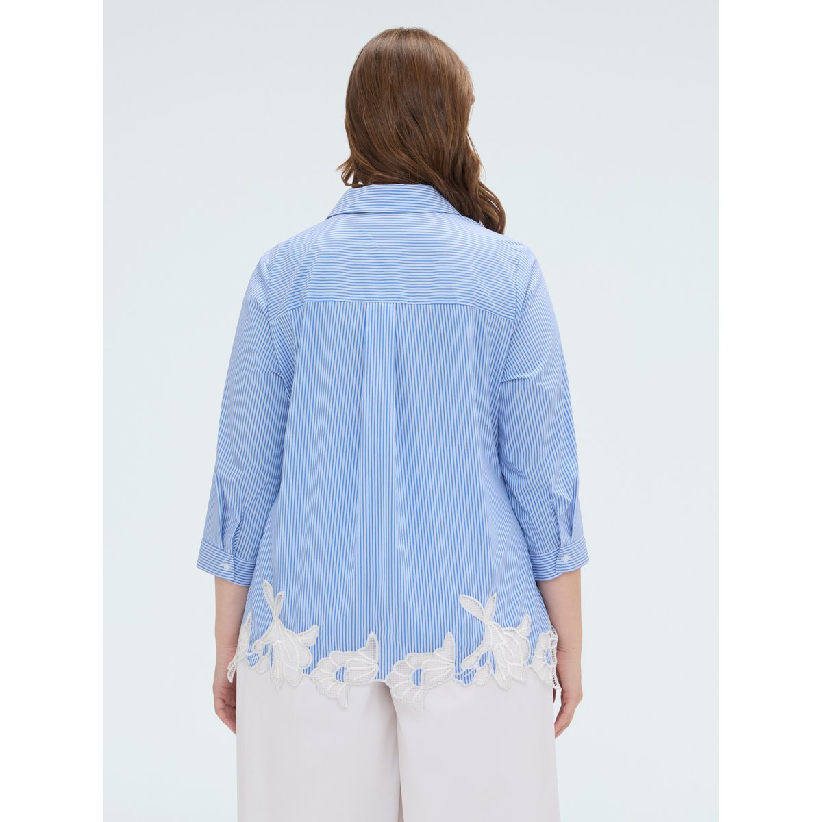 Chemise à rayures avec détail macramé light - blue, FIORELLA RUBINO