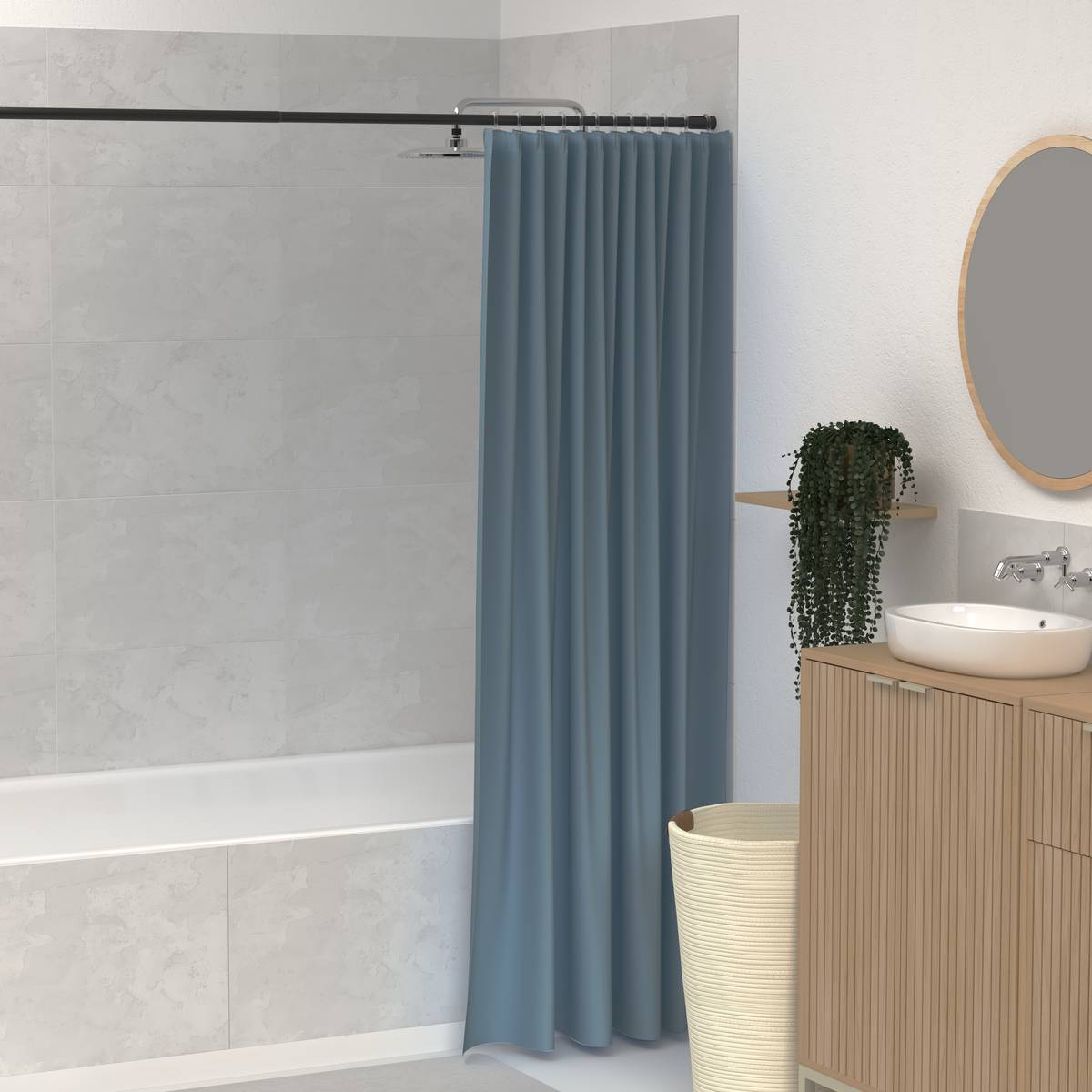 Rideau de douche rectangulaire COLORAMA bleu, 5FIVE SIMPLY SMART