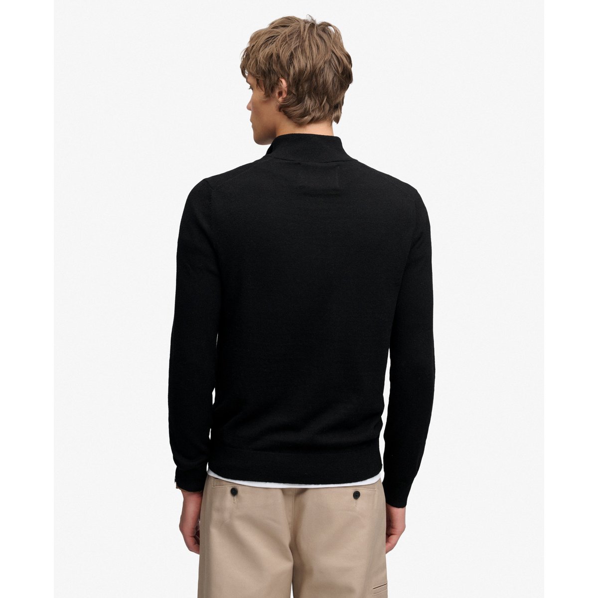 Pull Essential Laine Légère Coupe Ajustée vrai noir, SUPERDRY