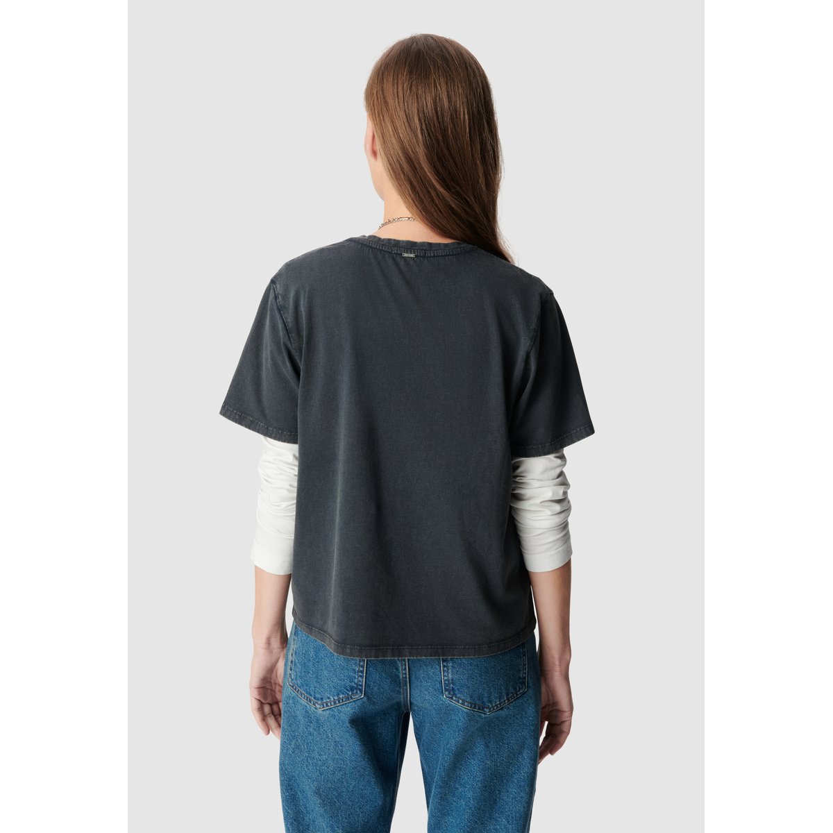 Tee-shirt coton bio délavé visuel aigle noir, IKKS