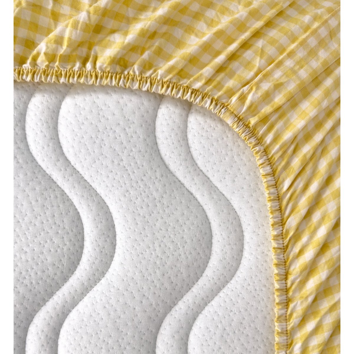 Drap housse berceau en percale de coton bio, VICHY vichy tournesol, KADOLIS