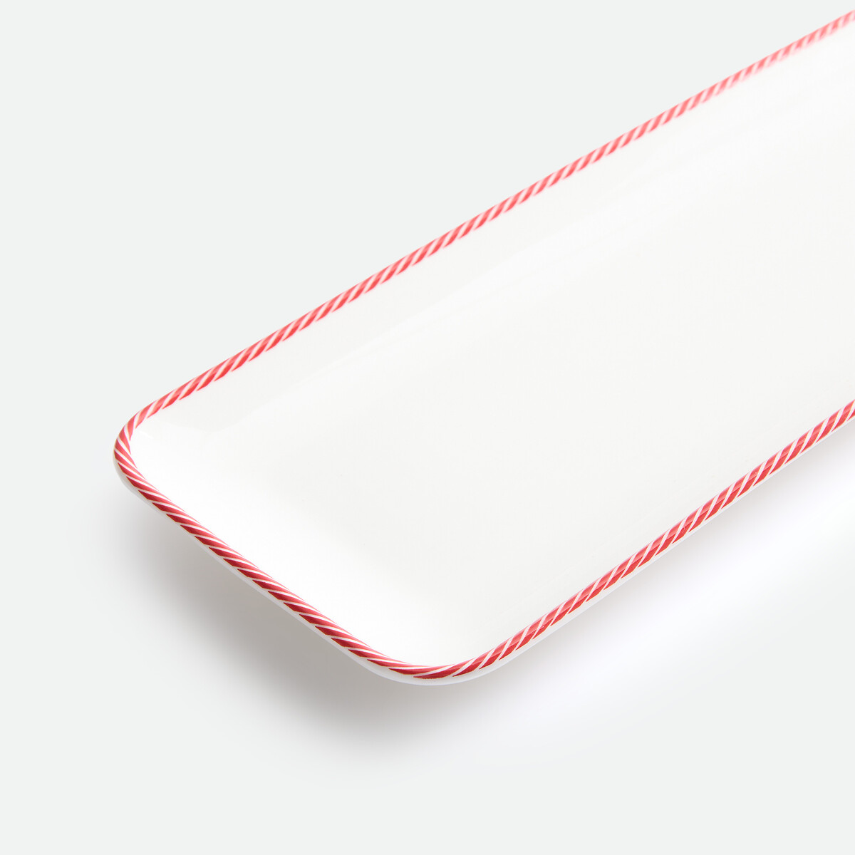 Plat de présentation liseré rouge et blanc, en porcelaine, CANDIE blanc/rouge, LA REDOUTE INTERIEURS
