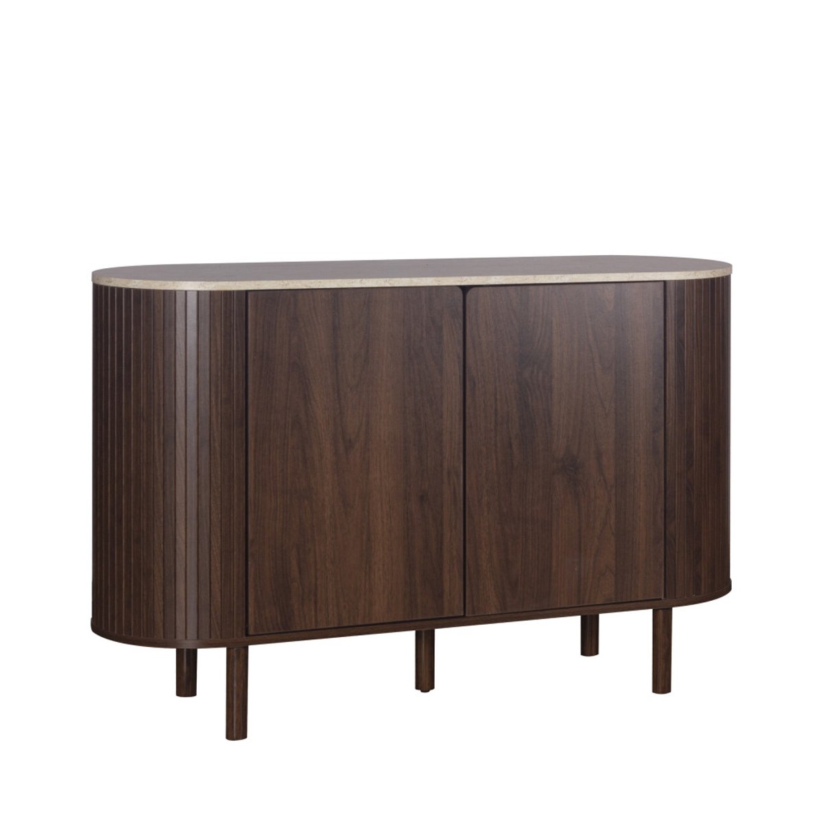 Buffet 2 portes en bois effet travertin L 120 cm- ALMA bois foncé, DRAWER