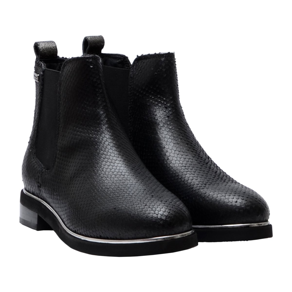 Bottines chelsea cuir Micky noir/serpent, LES TROPEZIENNES PAR M.BELARBI