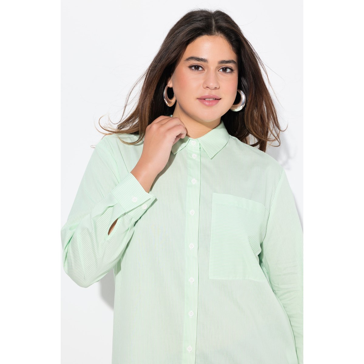 Blouse à rayures, ligne A menthe verte, ULLA POPKEN
