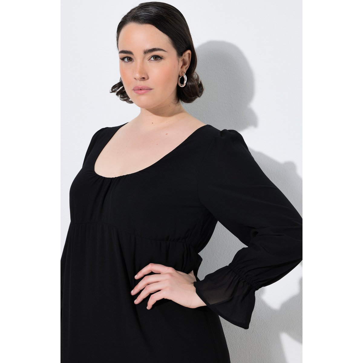 Robe maxi taille empire, coupe évasée noir, ULLA POPKEN