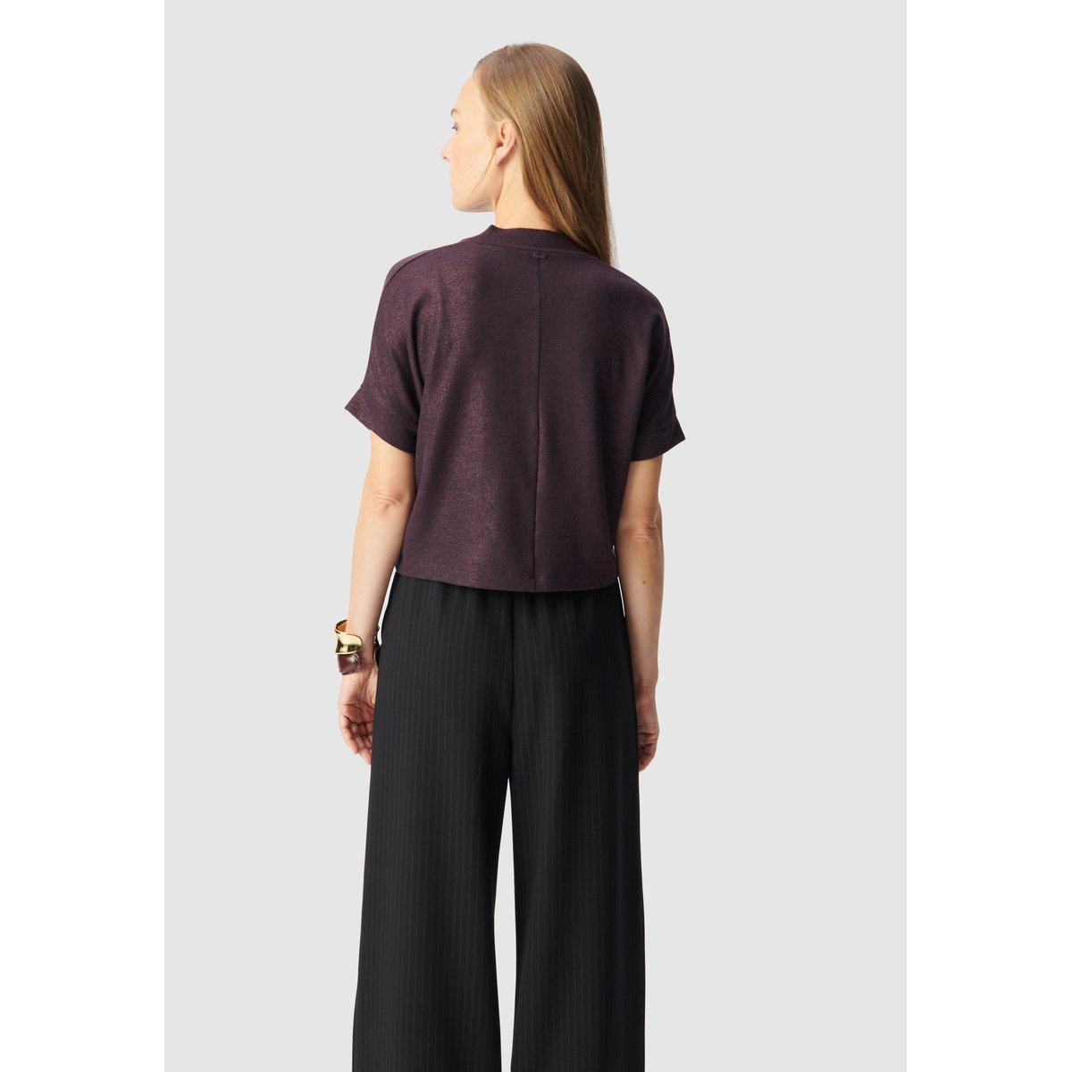 Tee-shirt manches courtes pailleté cassis, IKKS