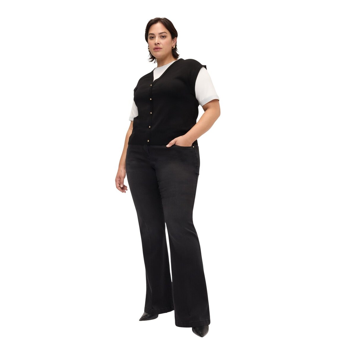 Jean Flare lavage foncé noir, FIORELLA RUBINO