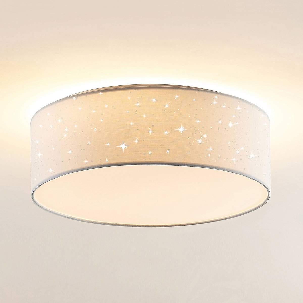 Plafonnier en textile moderneLED, Ellamina blanc, LINDBY
