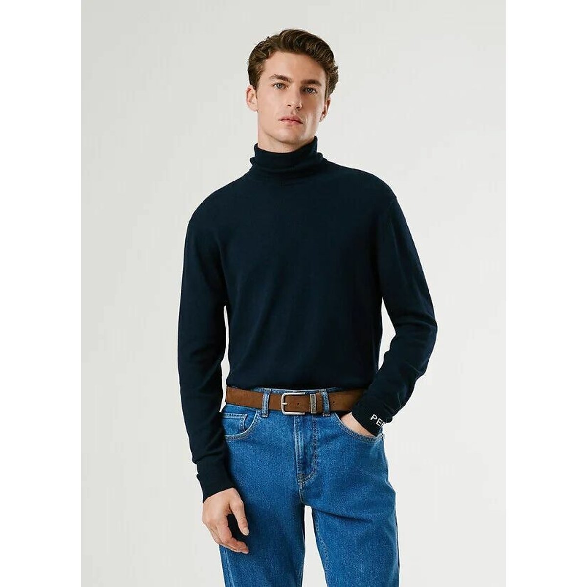 Pull col roulé André bleu marine, PEPE JEANS