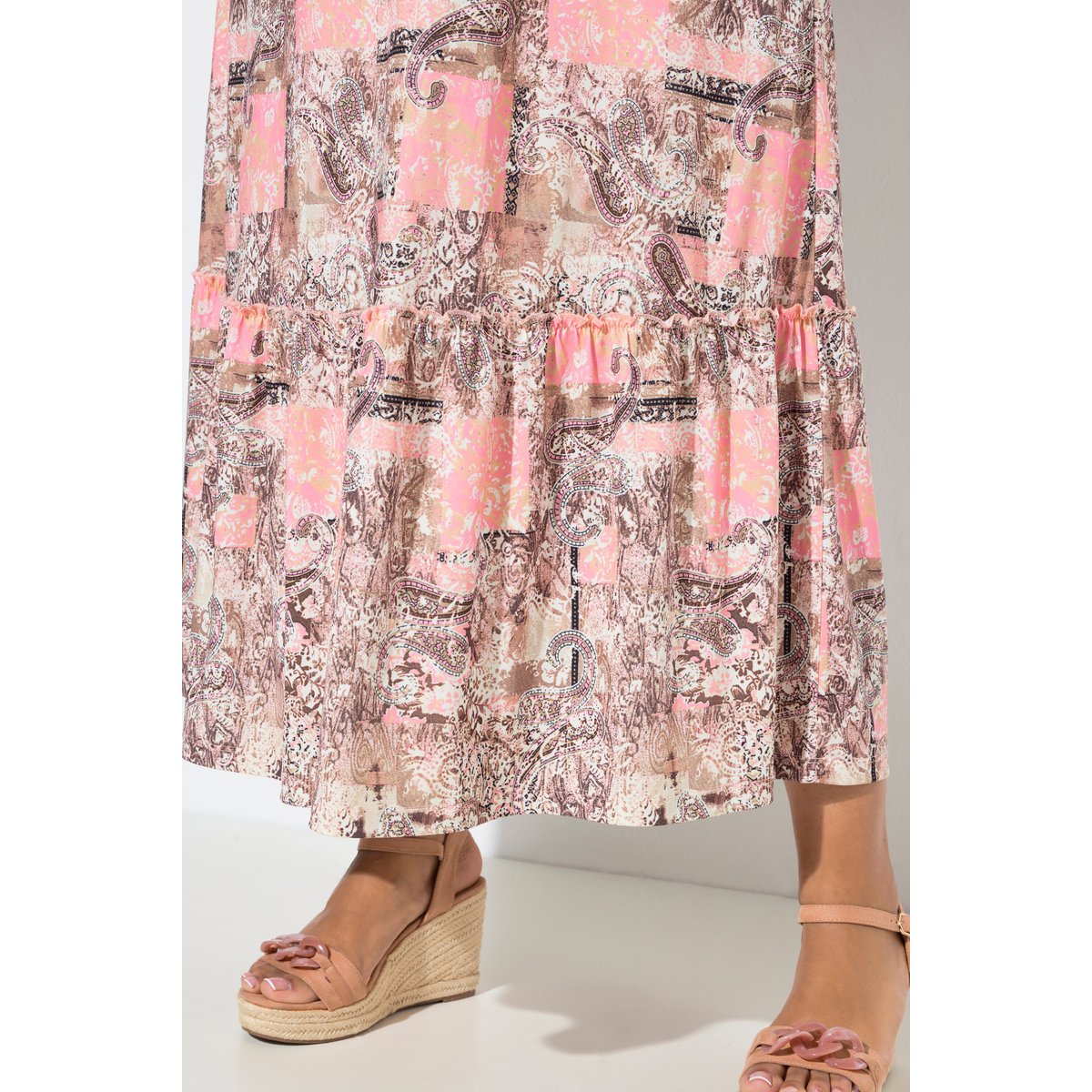 Robe maxi avec volant, coupe évasée jaune doux, ULLA POPKEN