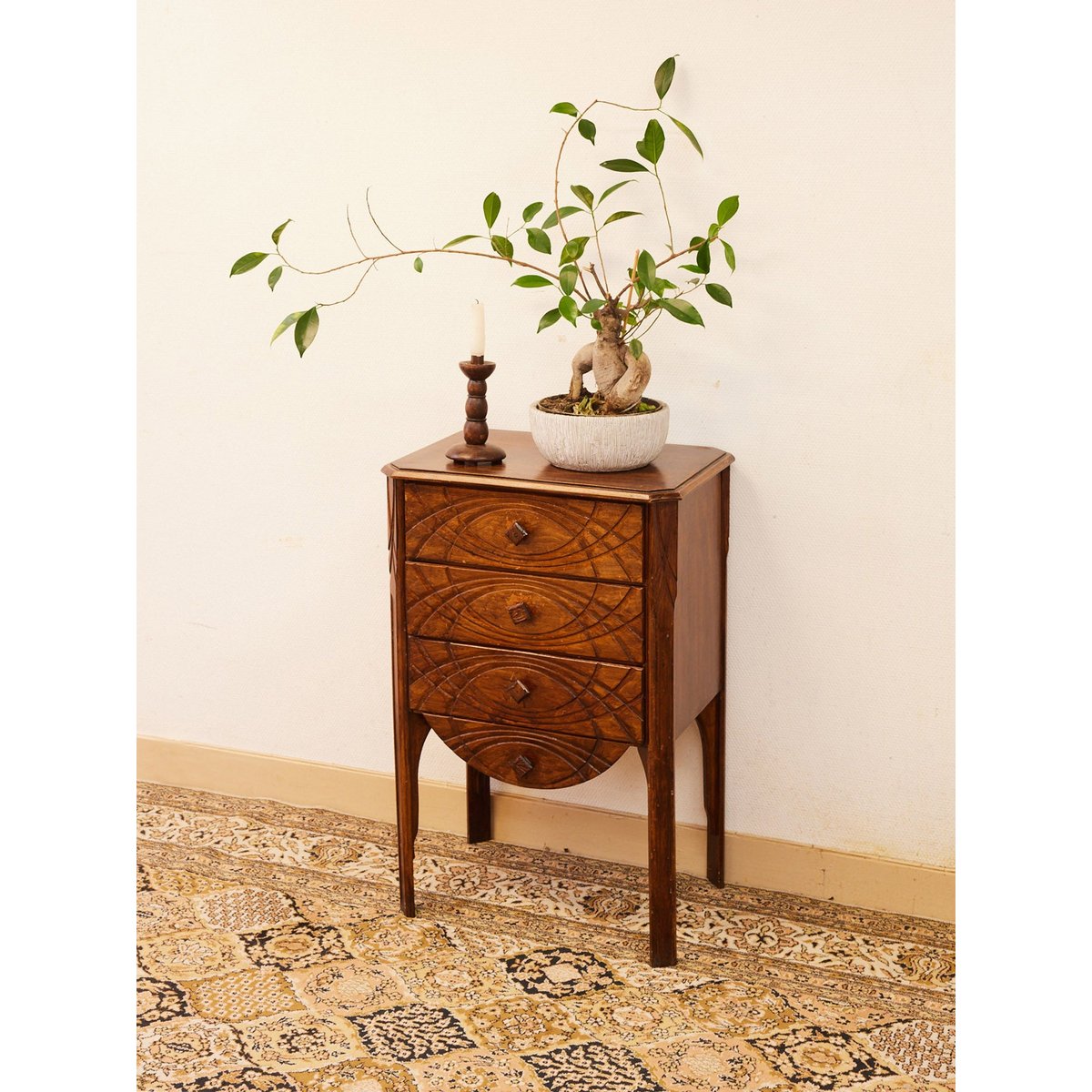 Table de chevet Art déco Maïa N°1579 - Bon état bois clair, DEBONGOUT
