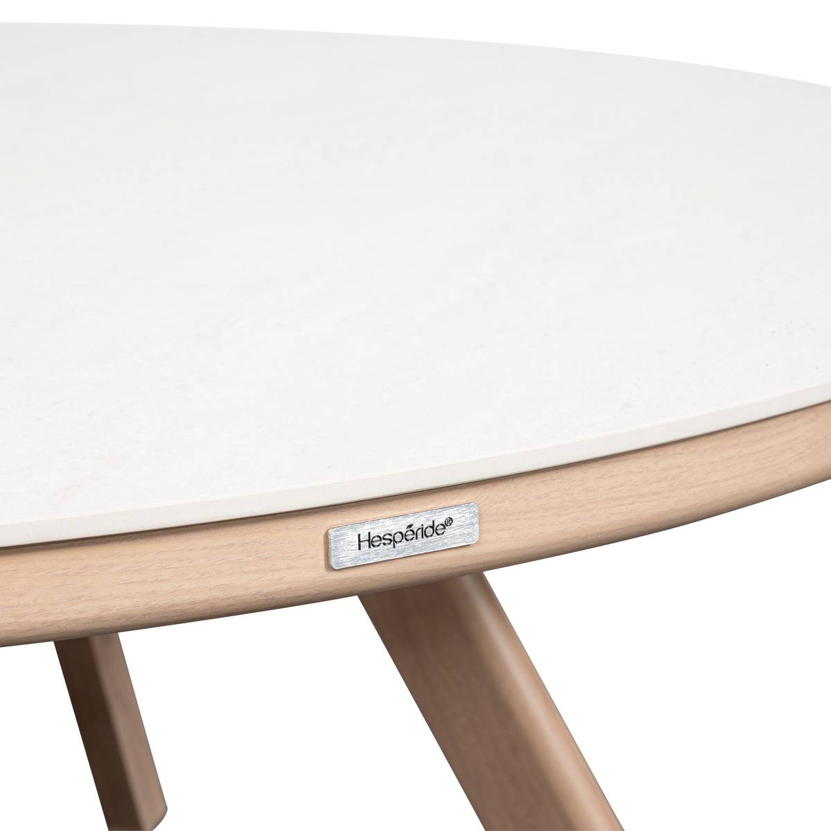 Table de jardin ronde 8 places en pierre sintérisée NELORA beige, HESPERIDE