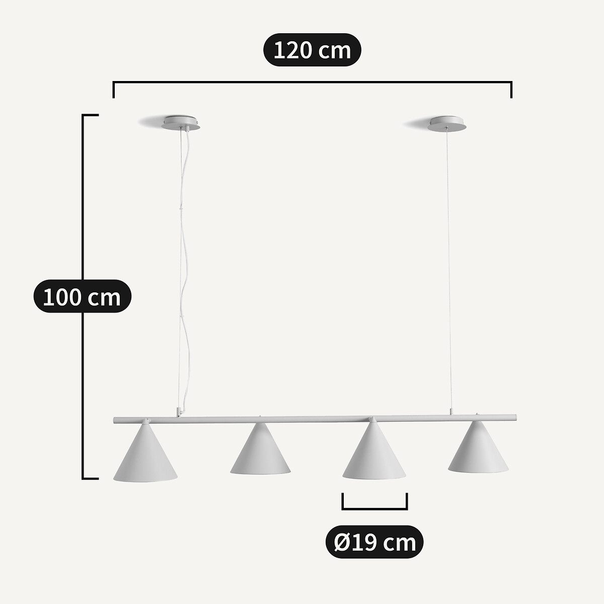 Suspension 4 cônes orientables, Moke gris, AM.PM