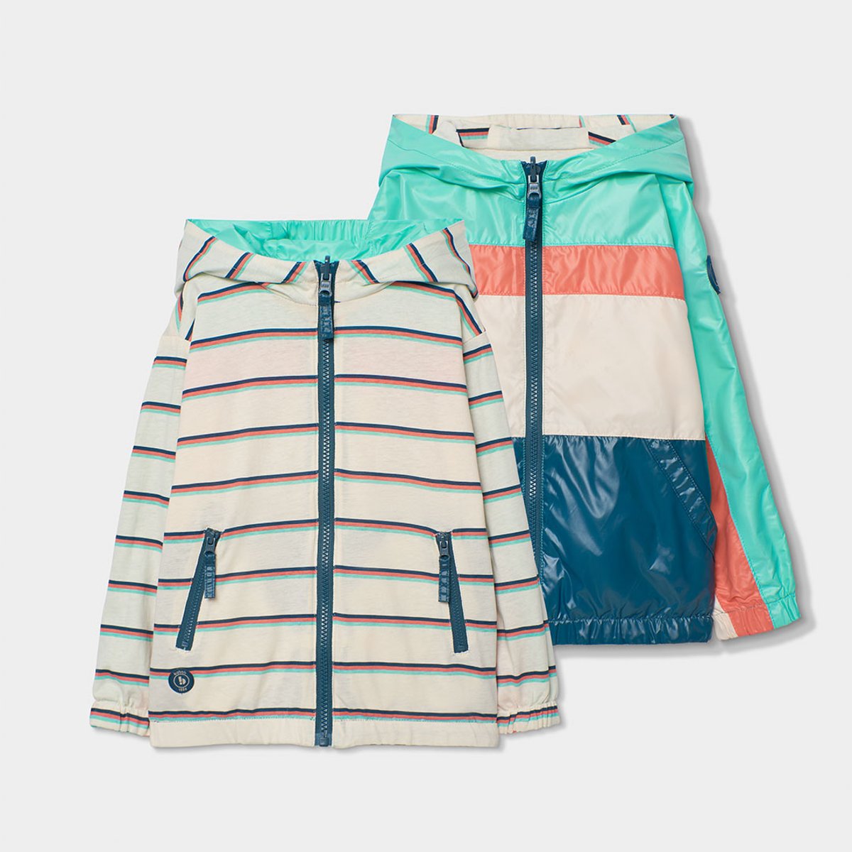 Parka réversible enfant tissu technique block vert, BOBOLI