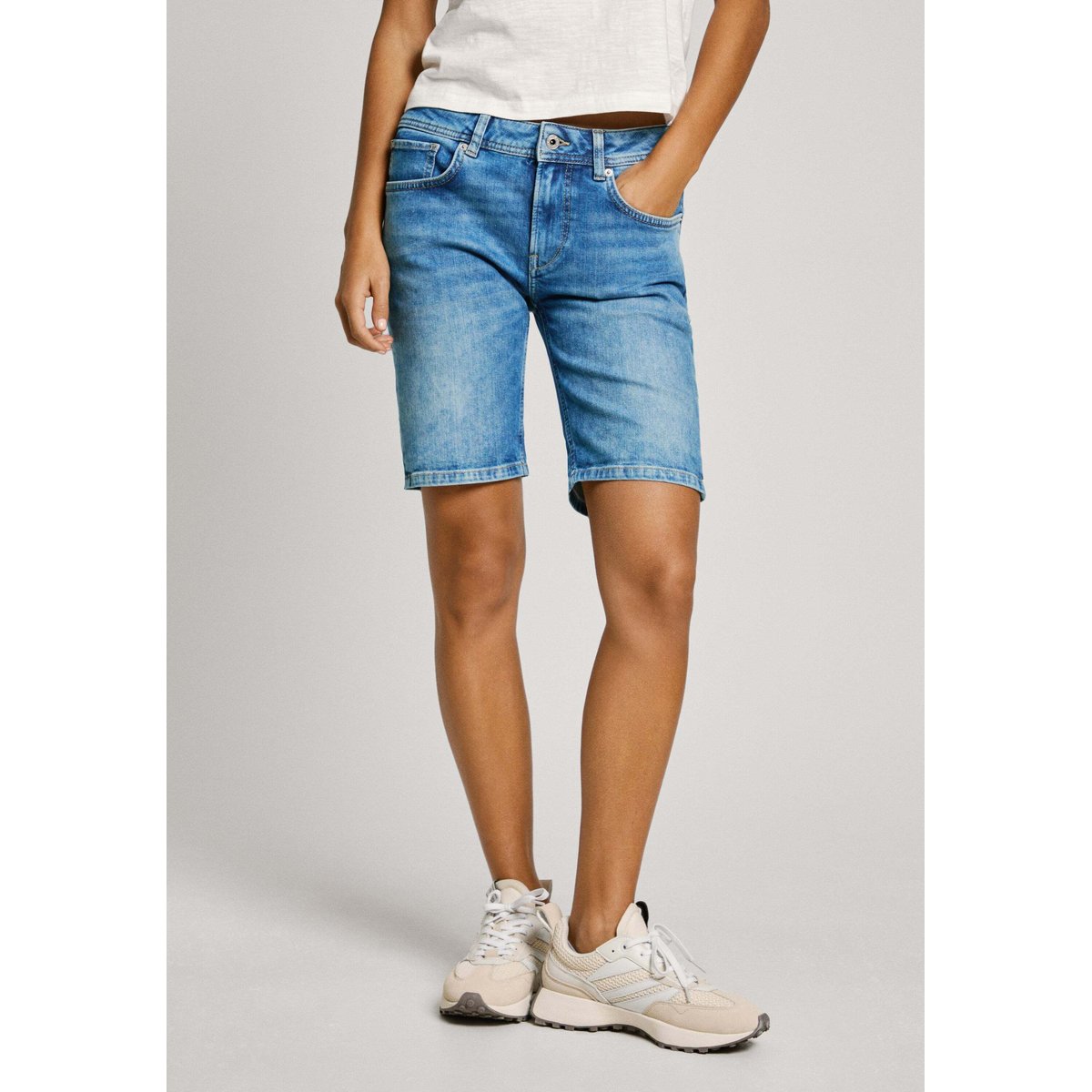 Short En Denim Coupe Slim sky blue, PEPE JEANS
