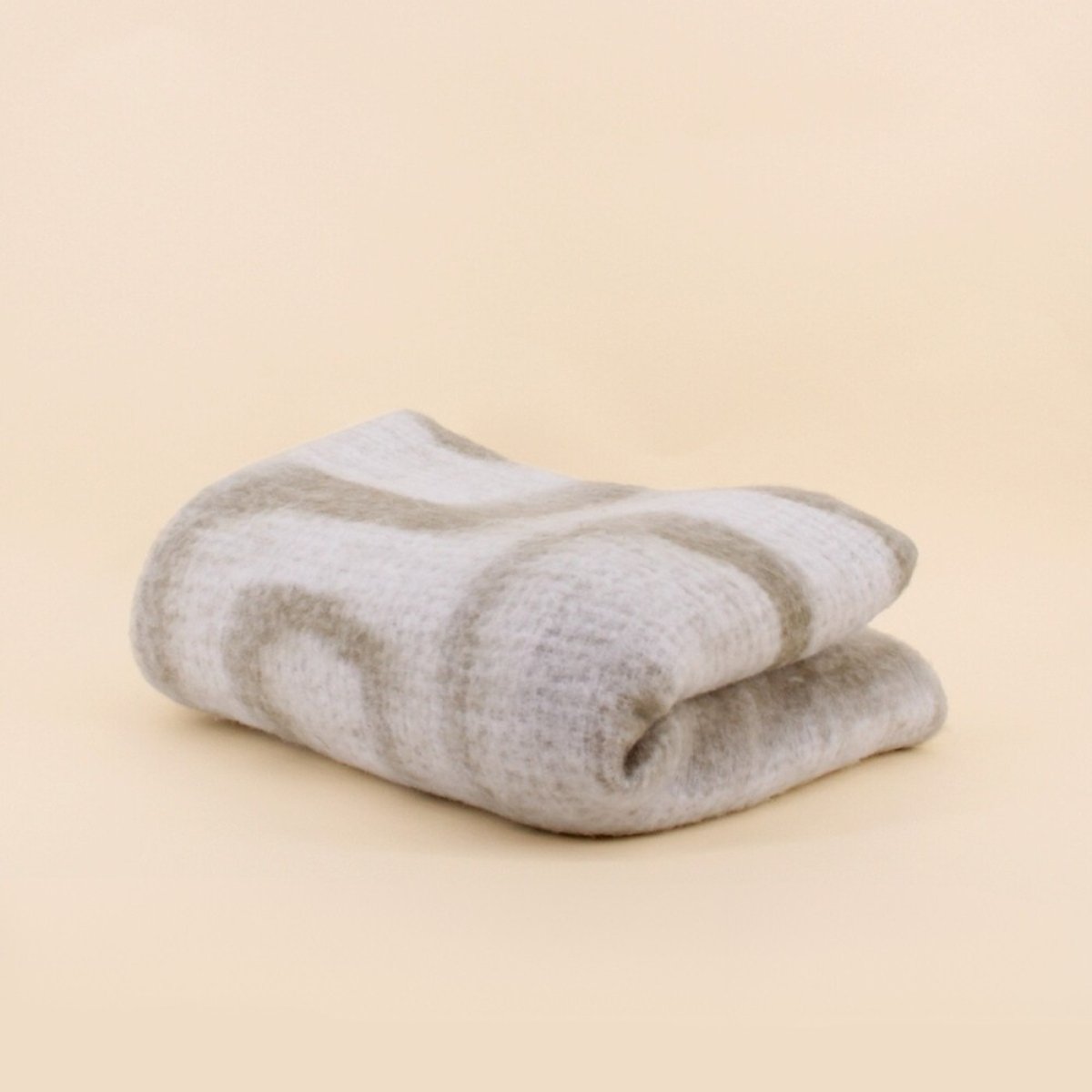 Plaid doux à motifs 130x170cm beige, ORNAMI