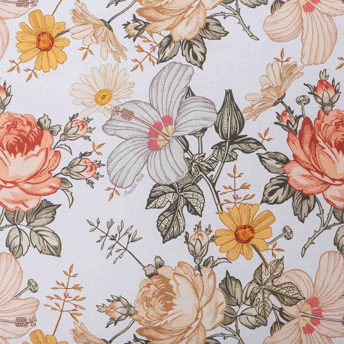 Couverture plaid réversible NÉO VINTAGE néo vintage imprimé floral, beige, blanc, SEVIRA KIDS