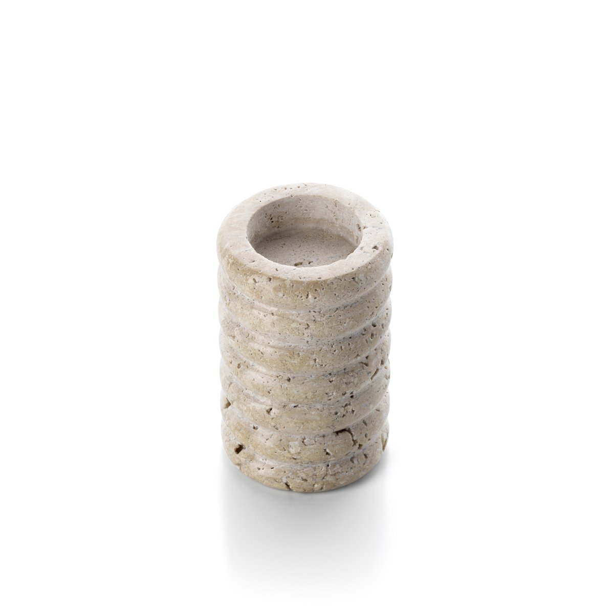 Bougeoir en travertin TRAVERTINE RIPPLE beige, BAZAR BIZAR