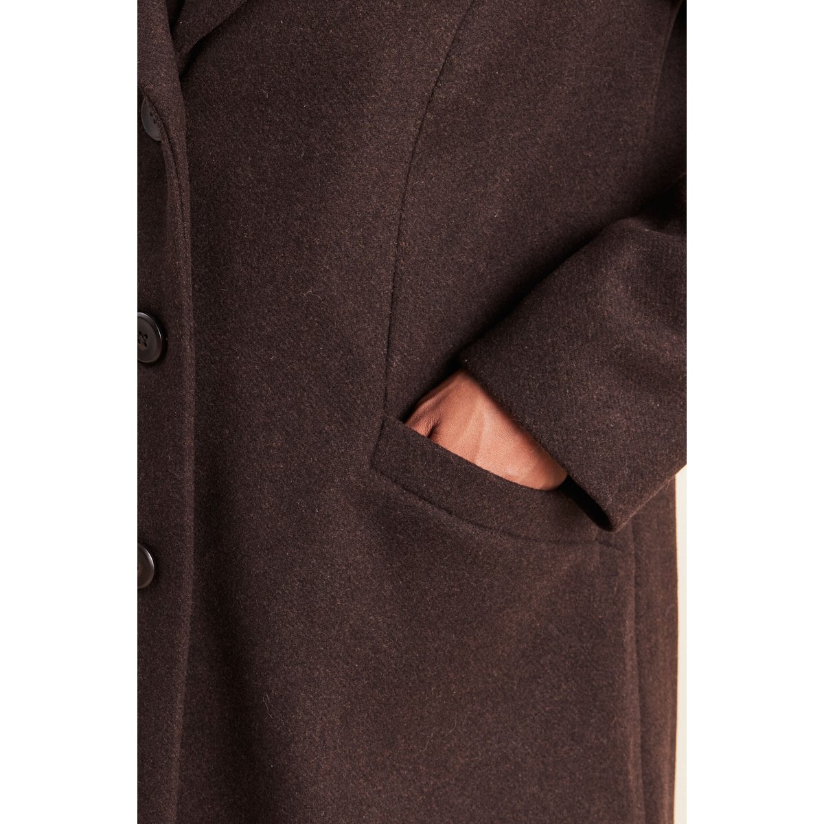 Manteau ajusté capuche amovible marron foncé, BREAL