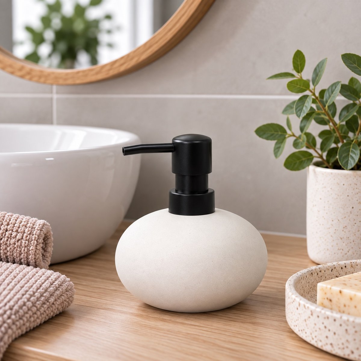 Distributeur de savon gres Mambos blanc, EDEN