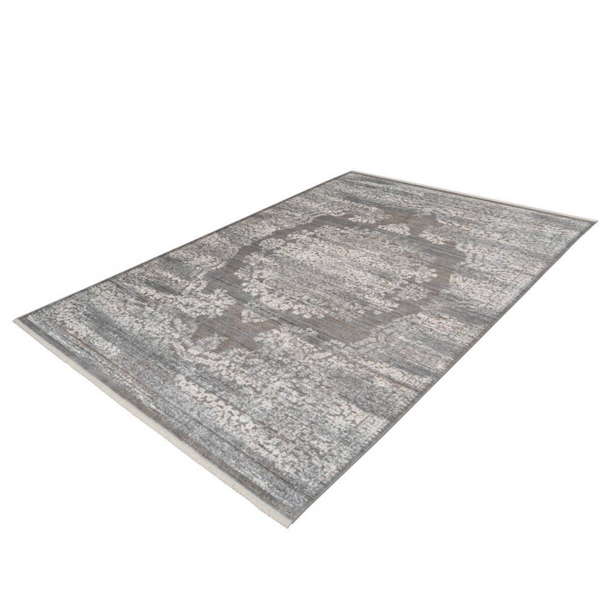 Tapis Chambre tissé motif oriental MEDALLIA gris, UN AMOUR DE TAPIS