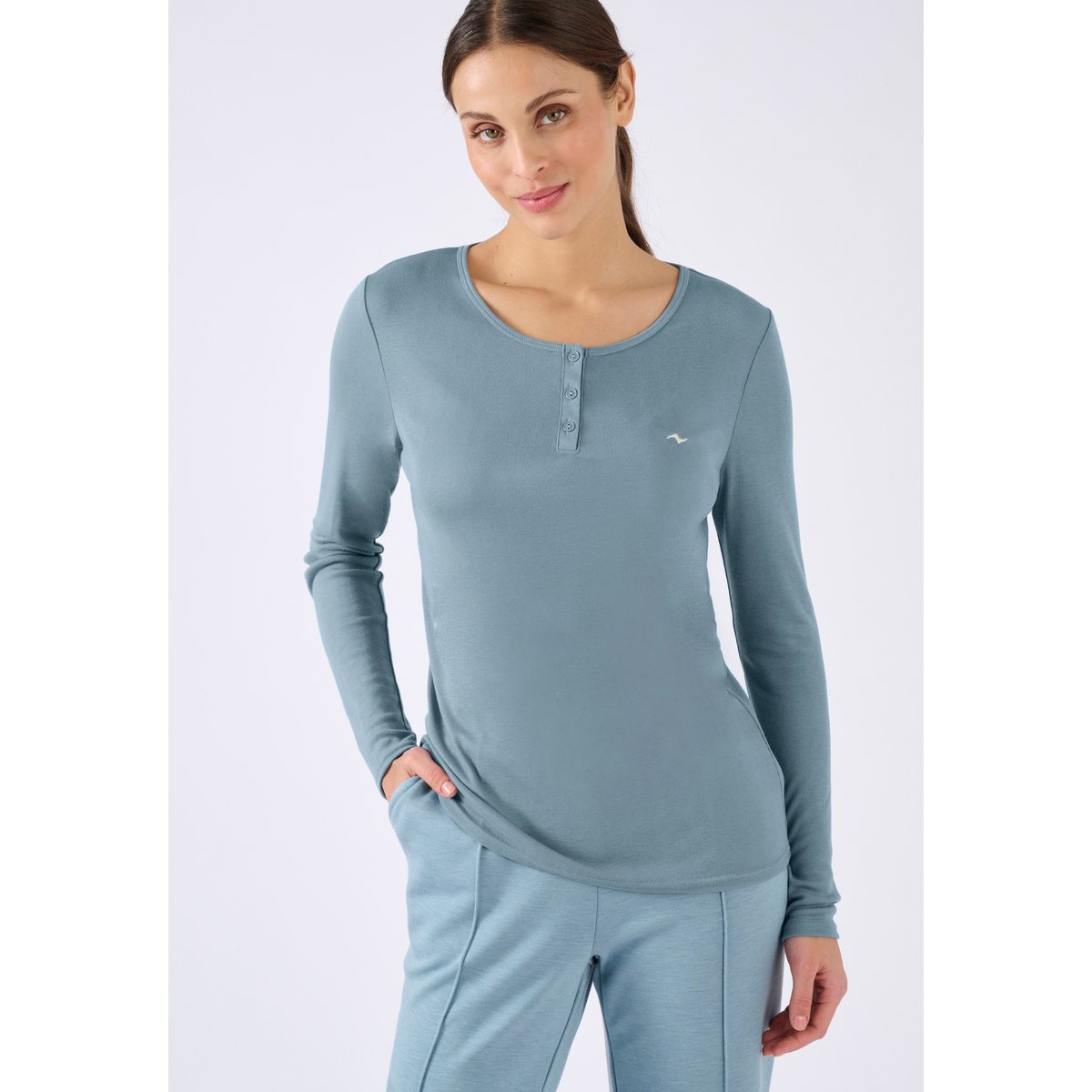 T-shirt maille fluide labellisée Thermolactyl bleu grisé, DAMART
