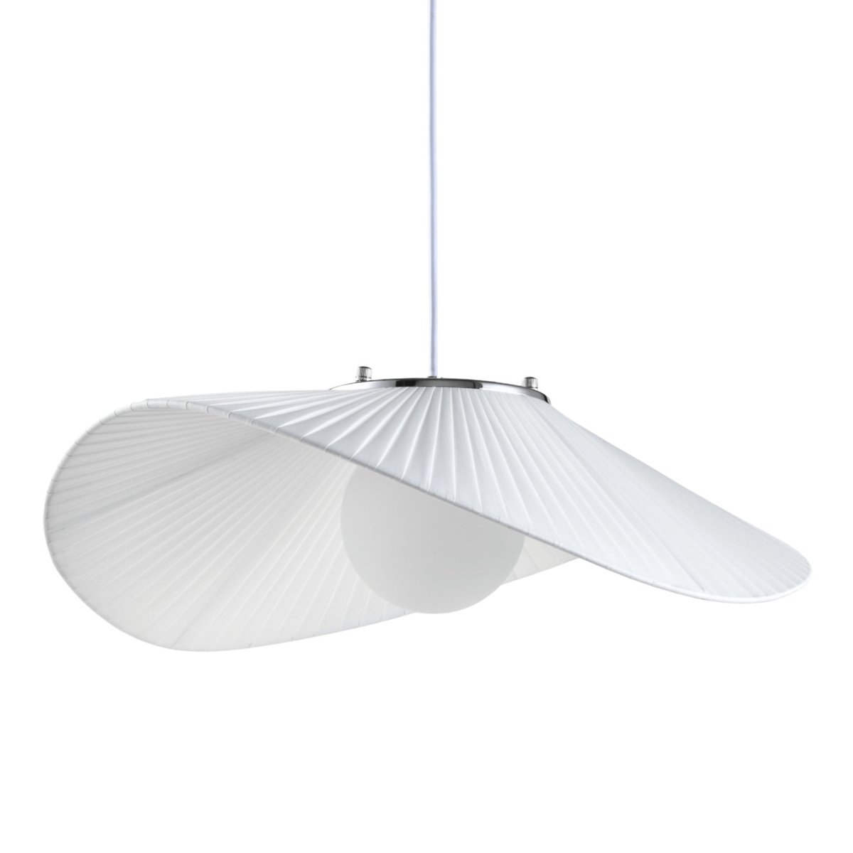 Suspension plissée tissu blanc - ODALIA blanc et argenté, KOSILUM
