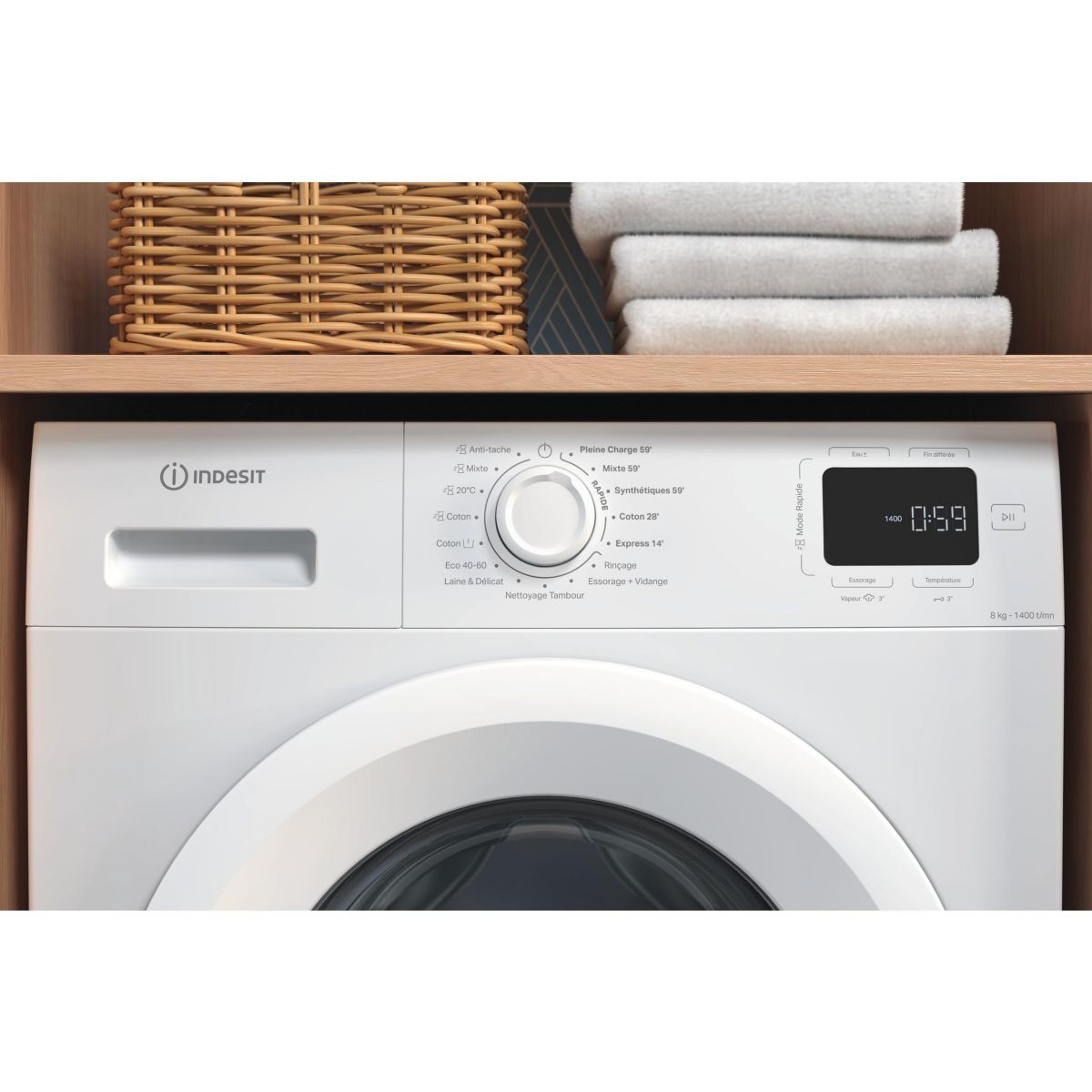 Lave linge hublot IM864MYTIMEFR couleur unique, INDESIT