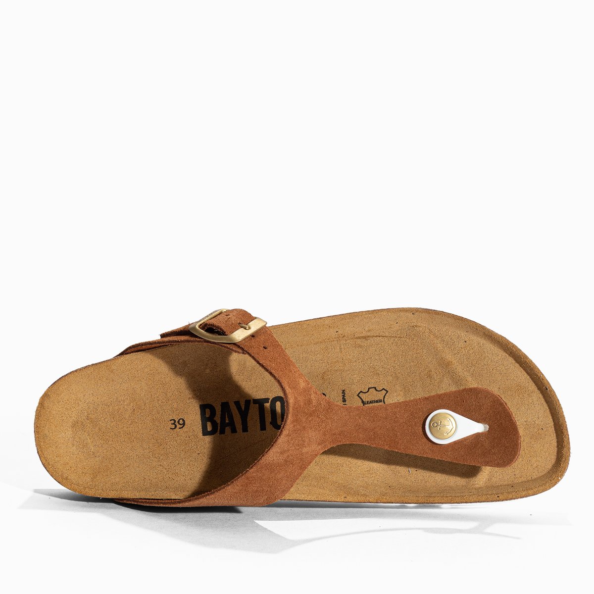 Tongs en cuir suedé MERCURE camel, BAYTON