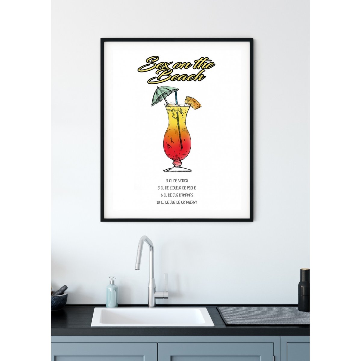 Affiche Cocktail Sex on the beach blanc, L'AFFICHERIE