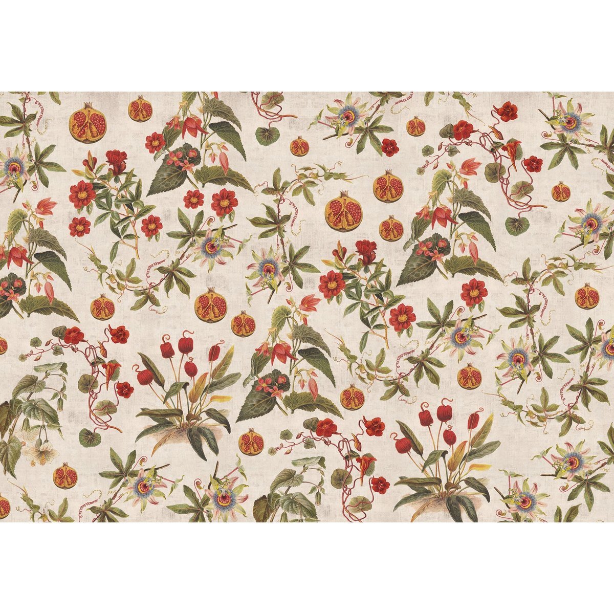 Papier peint panoramique Grenades et Fleurs - intissé 384 x 270 cm multicolore, LE PAPIERS DE NINON