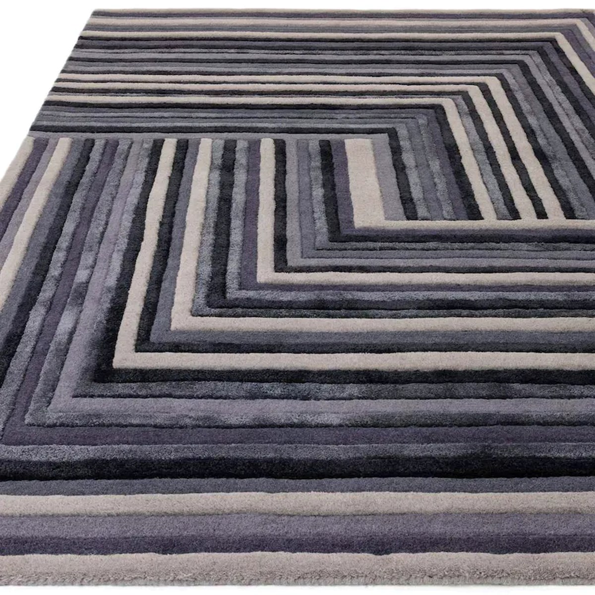 Tapis salon et chambre moderne en laine NETO bleu, NOVATREND