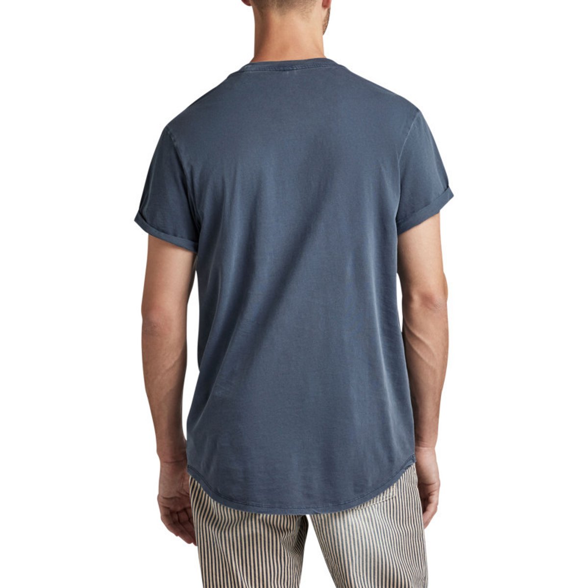 T-shirt en coton biologique vert d'eau uni avec un logo sur le coeur bleu, G-Star RAW