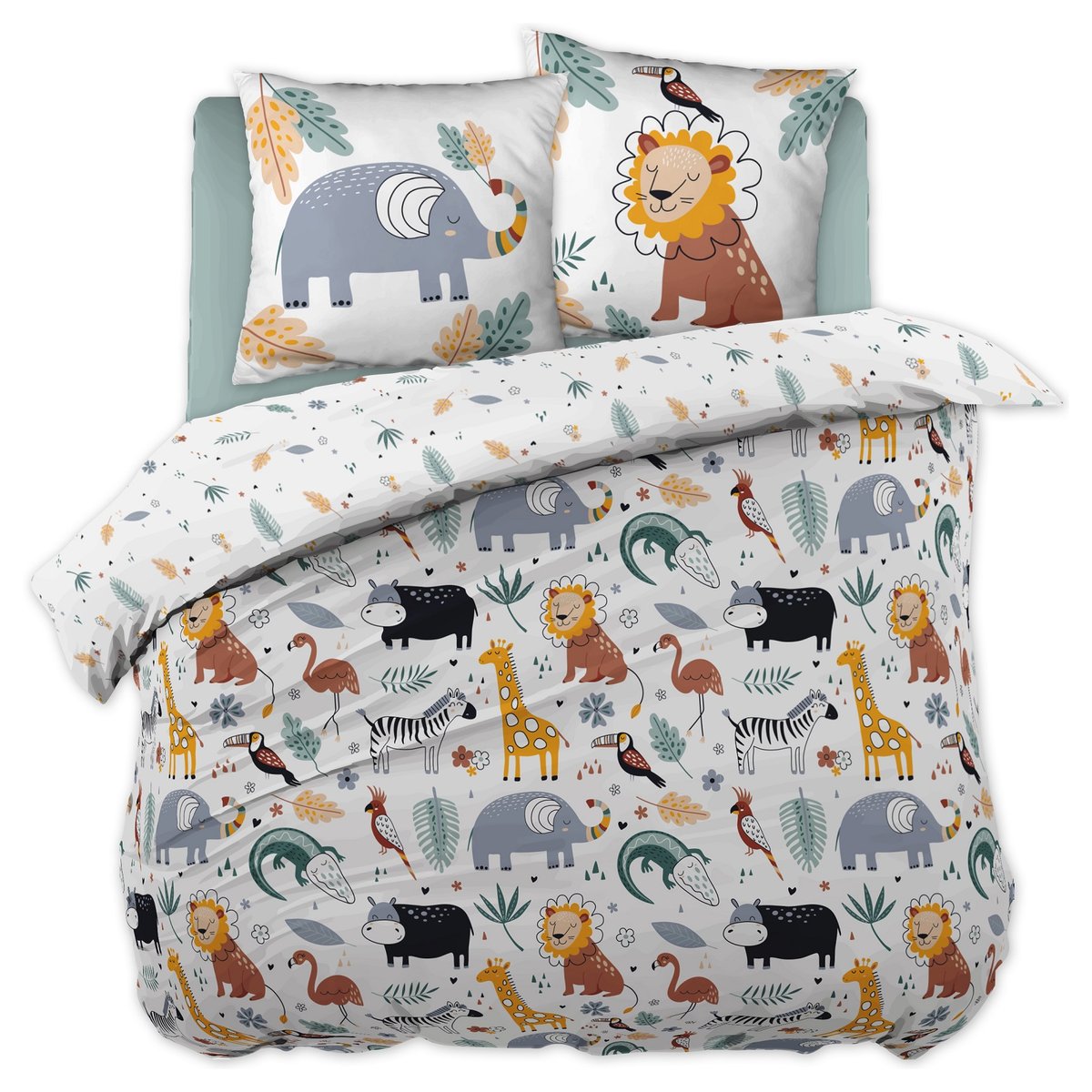 Parure housse de couette Collection Animaux de la savane blanc, EDEN