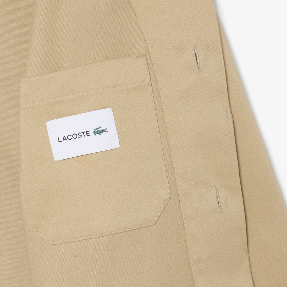 Sovracamicia in twill di cotone beige, LACOSTE