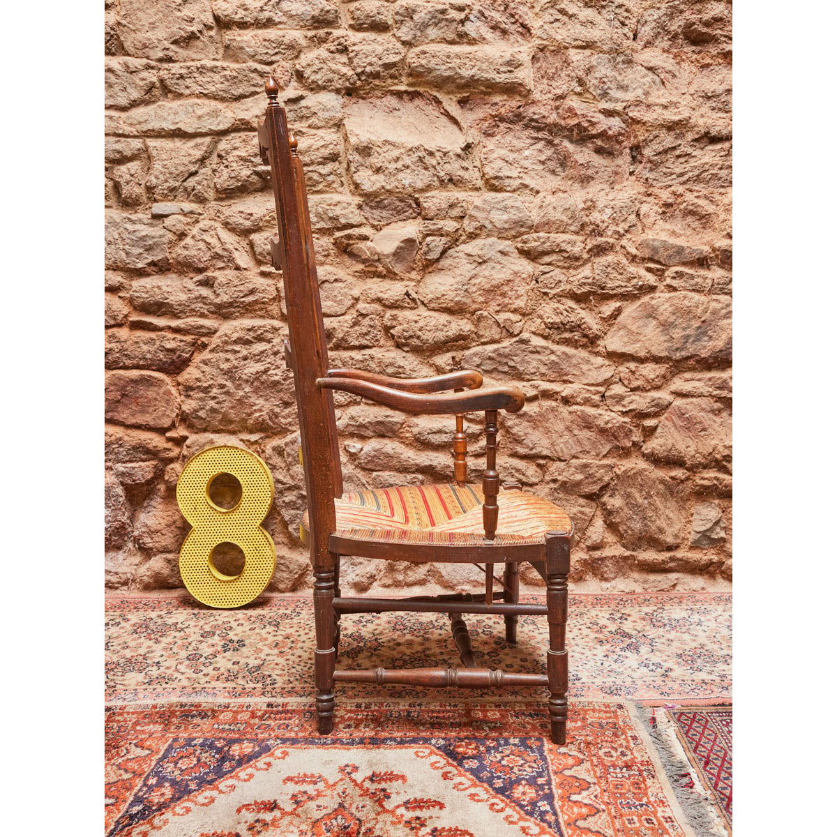 Fauteuil en bois Ernest N°1021 - Bon état bois foncé, DEBONGOUT