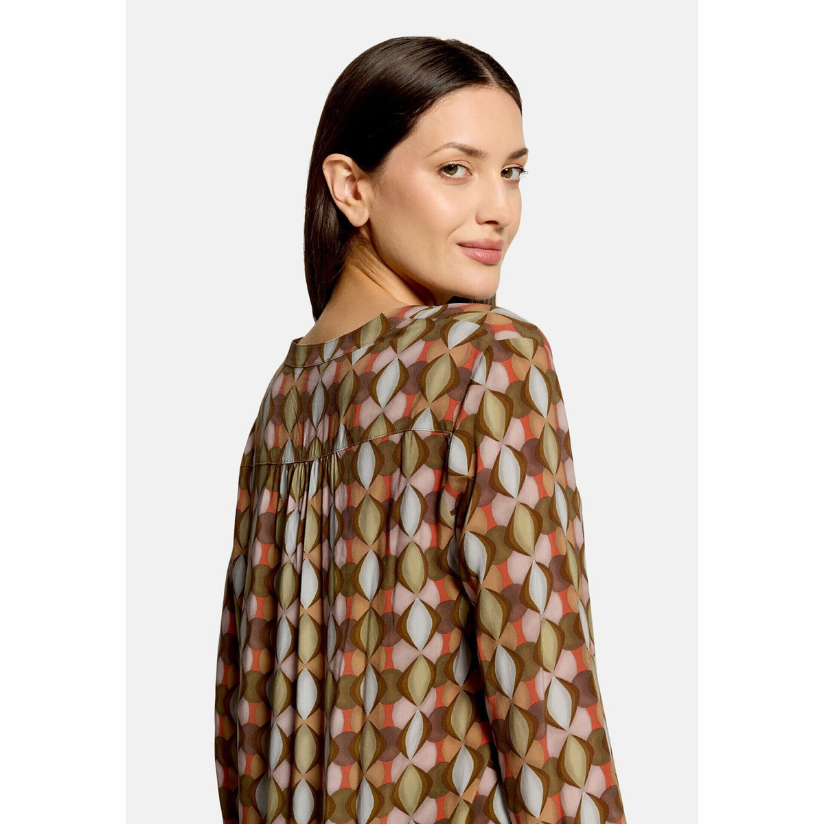 T-shirt façon blouse à motifs green/taupe, CARTOON