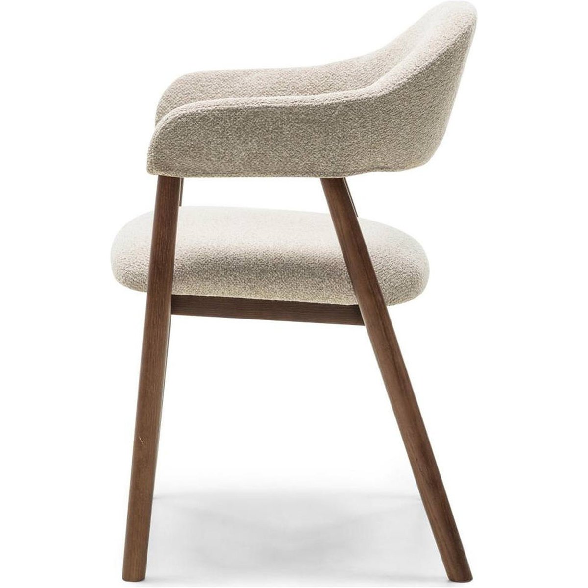 Chaise en bouclé collection LARIS beige foncé et chêne naturel, RECOLLECTION